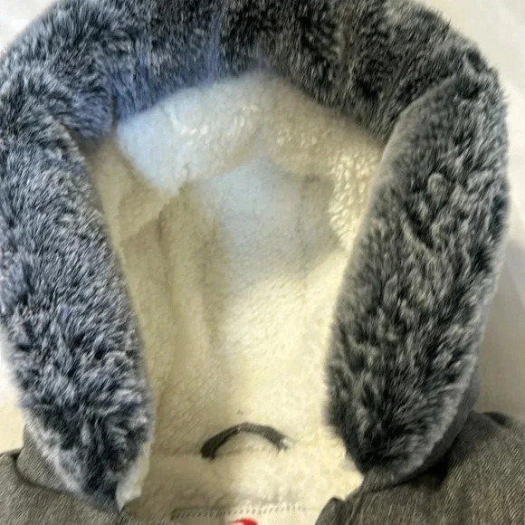 Rolls & RollaSherpa Lined Mini Fur Trim Hooded Puffer Jacket  6-9 months Gray - Picture 4 of 7